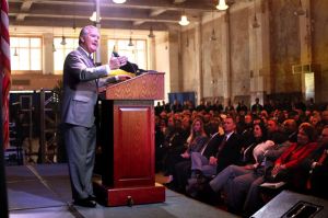 Buckhorn making his State of the City address inside the historic Kress Building. Photo credit to Skip O'Rourke, Tampa Bay Times.